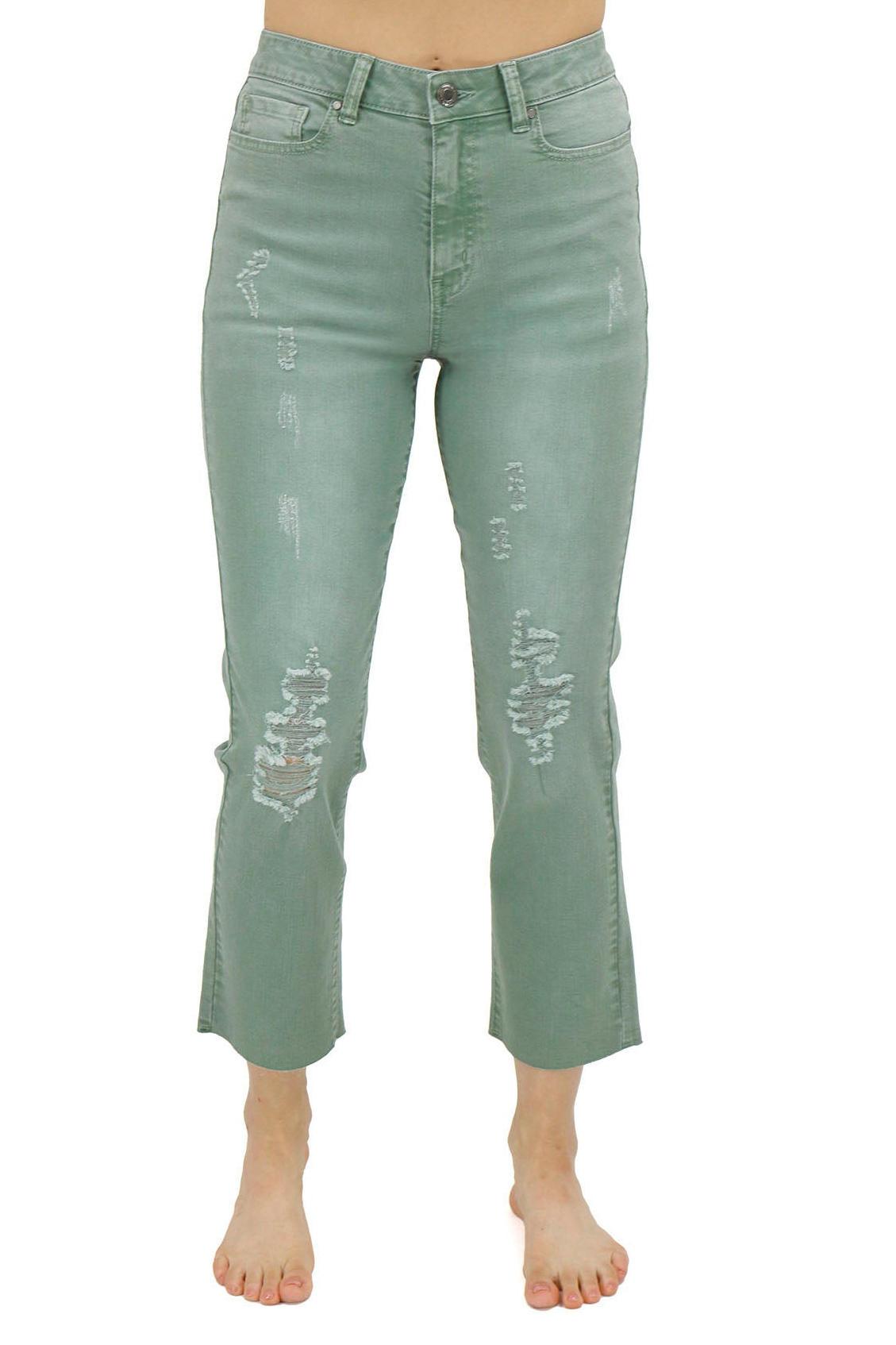 Dusty Olive Mel’s Fave Distressed Cropped Straight Leg - Strawberry Moon Boutique