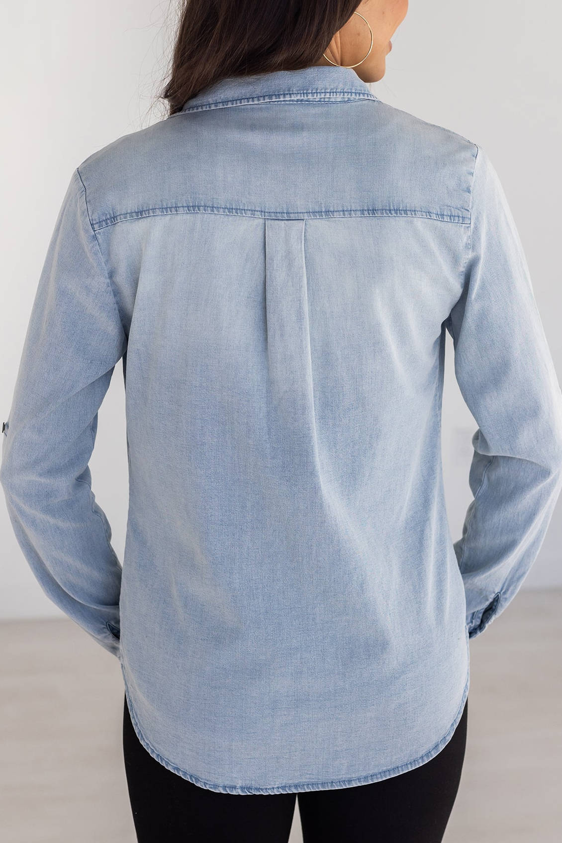 Grace & Lace Stretch Chambray Button Up