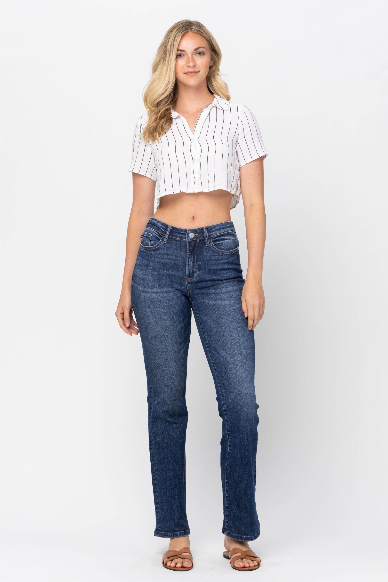 Judy Blue Midrise Bootcut Jeans - Strawberry Moon Boutique