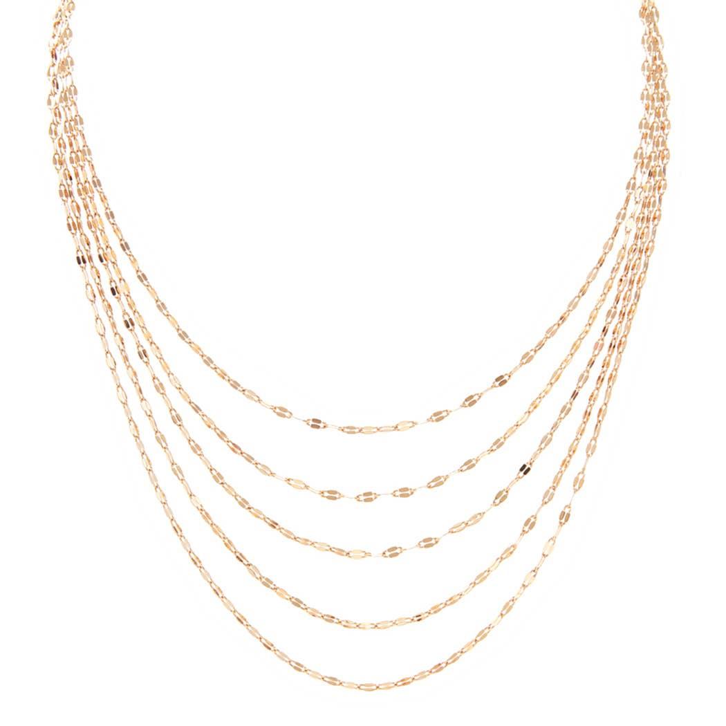 Quintuple Layered Necklace-Gold/Silver - Strawberry Moon Boutique