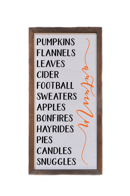 12 X 6" Rectangular Best List Of Fall Wood Sign - Strawberry Moon Boutique