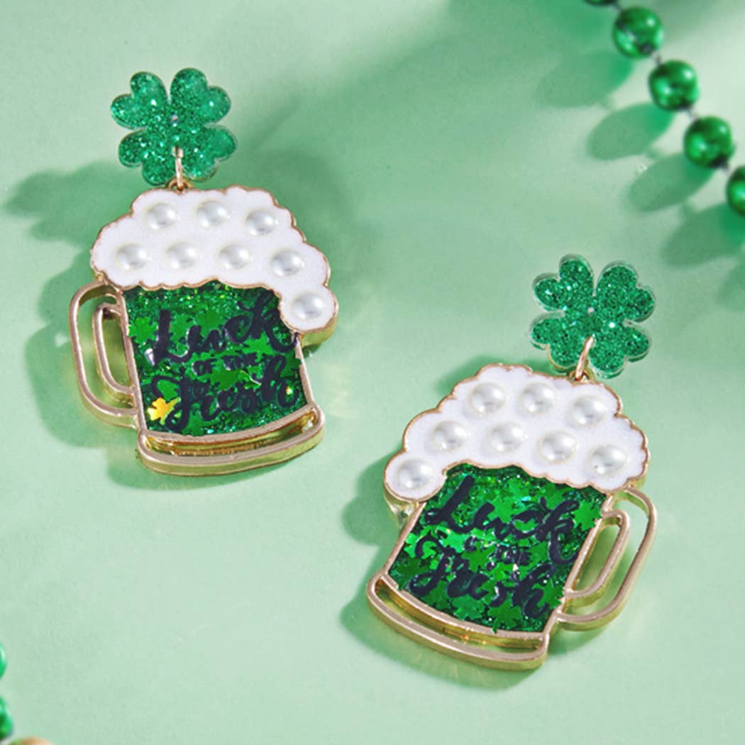 St. Patrick's Day Drink Earrings