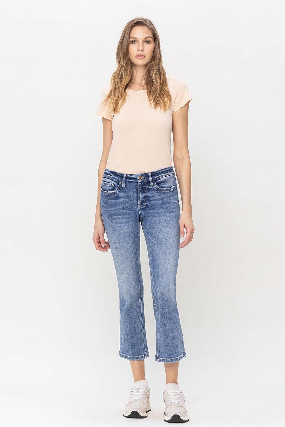 Alison Crop Flare Jeans - Strawberry Moon Boutique