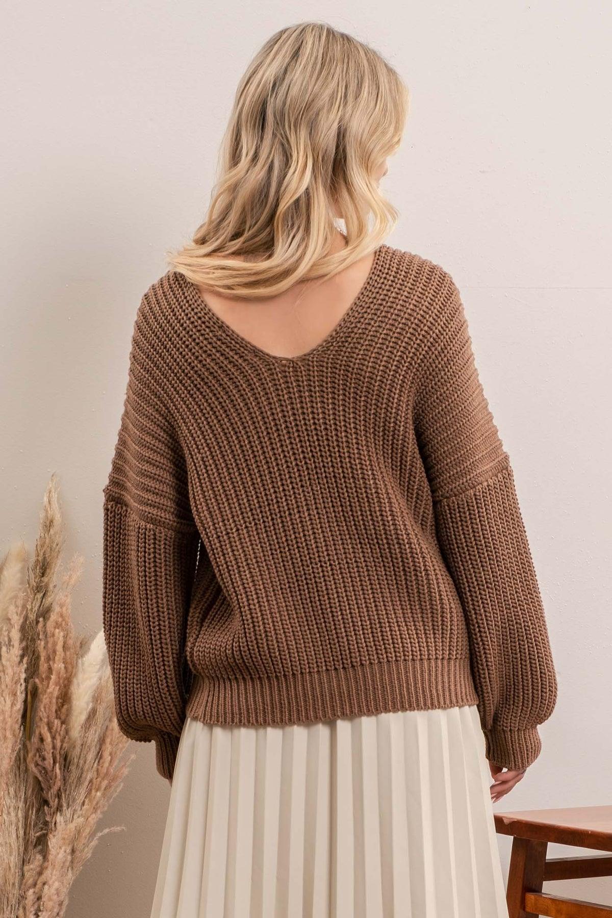Almond Slouchy Knit Sweater - Strawberry Moon Boutique