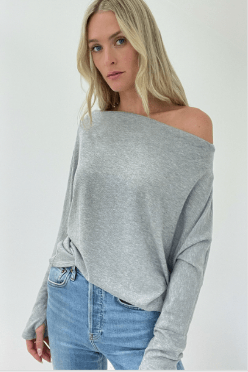 Anywhere Top Grey - Strawberry Moon Boutique