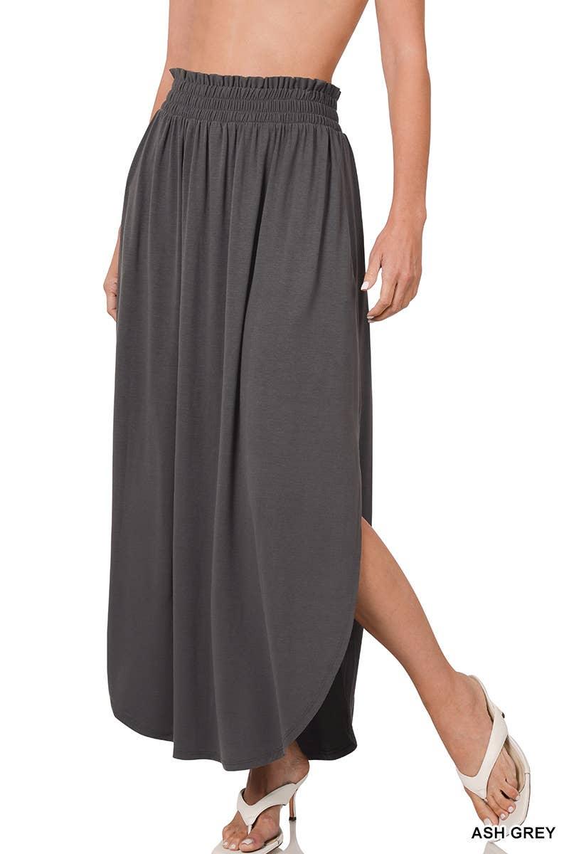Ash Grey Maxi Skirt with Pockets - Strawberry Moon Boutique