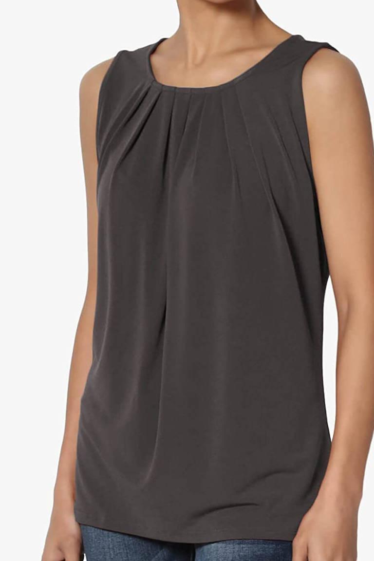 Ash Grey Pleated Tank - Strawberry Moon Boutique