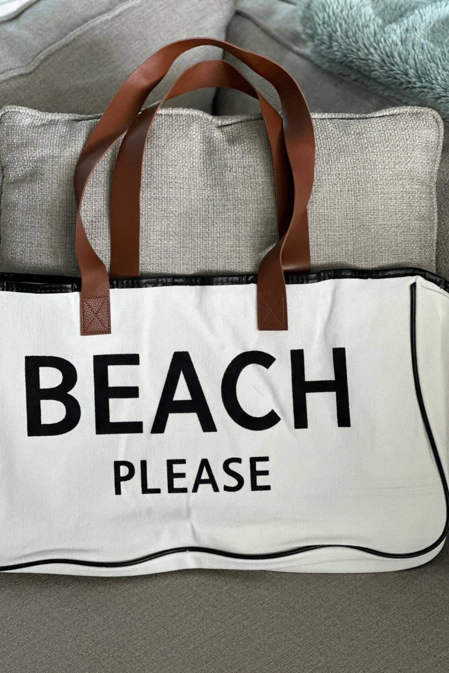 Beach Please Canvas Tote Bag - Strawberry Moon Boutique