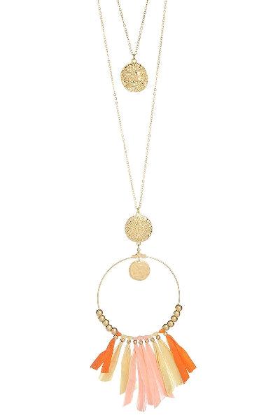 Beautiful Coral Double Layer Long Necklace - Strawberry Moon Boutique