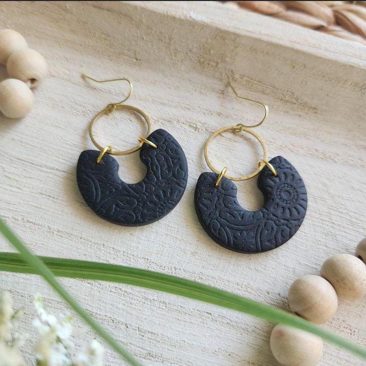 Black Clay Earrings - Strawberry Moon Boutique