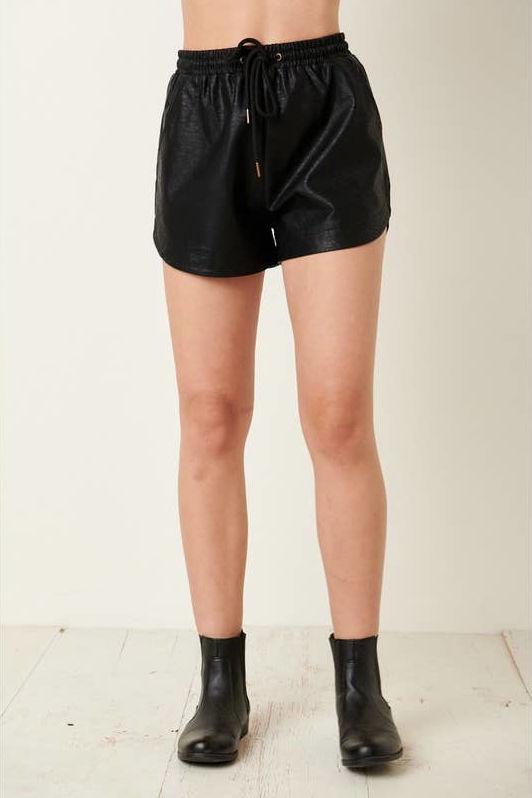Black Leather Shorts - Strawberry Moon Boutique