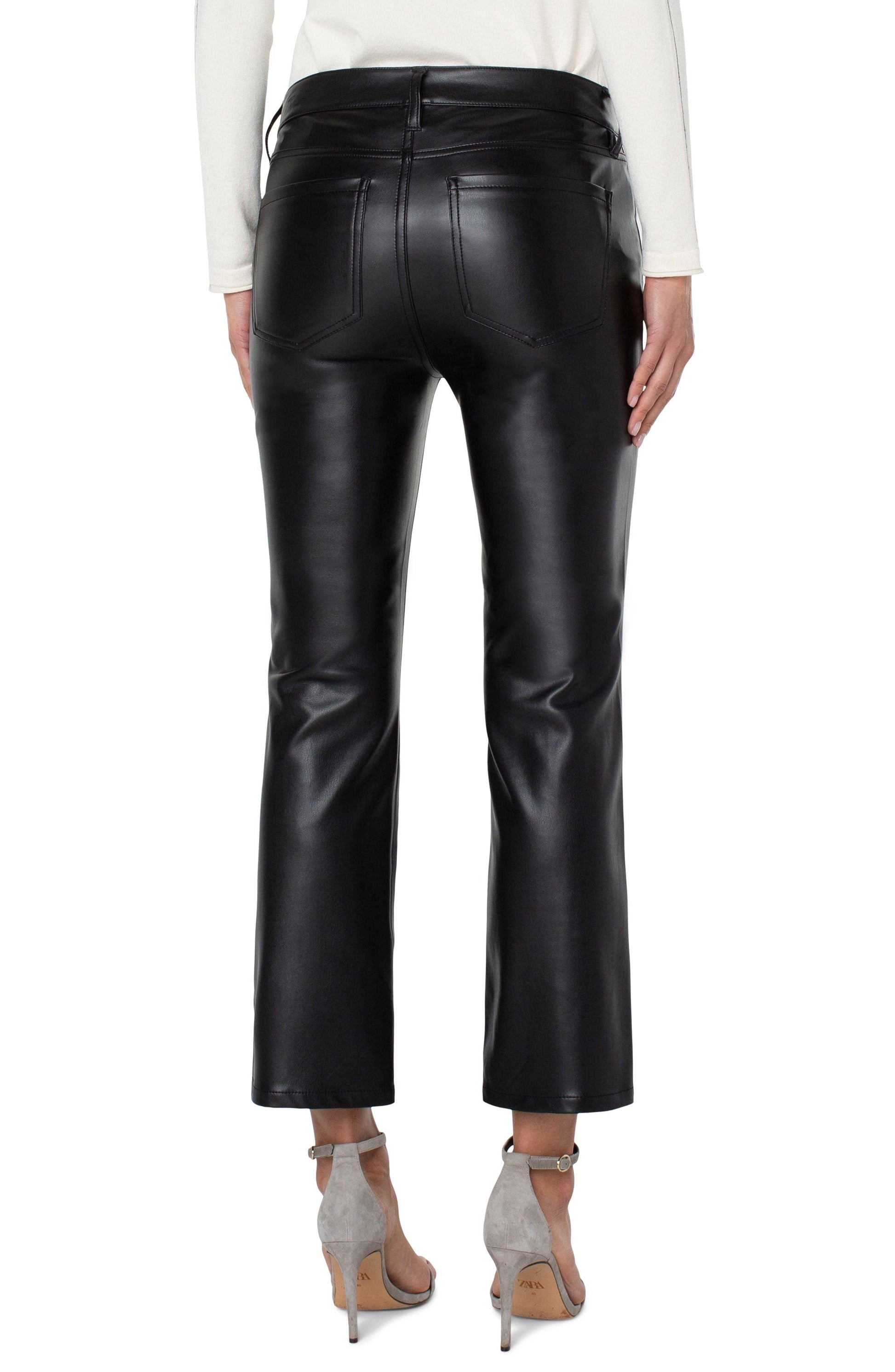 Black Liverpool Hannah Ankle Flare Faux Leather Pants - Strawberry Moon Boutique