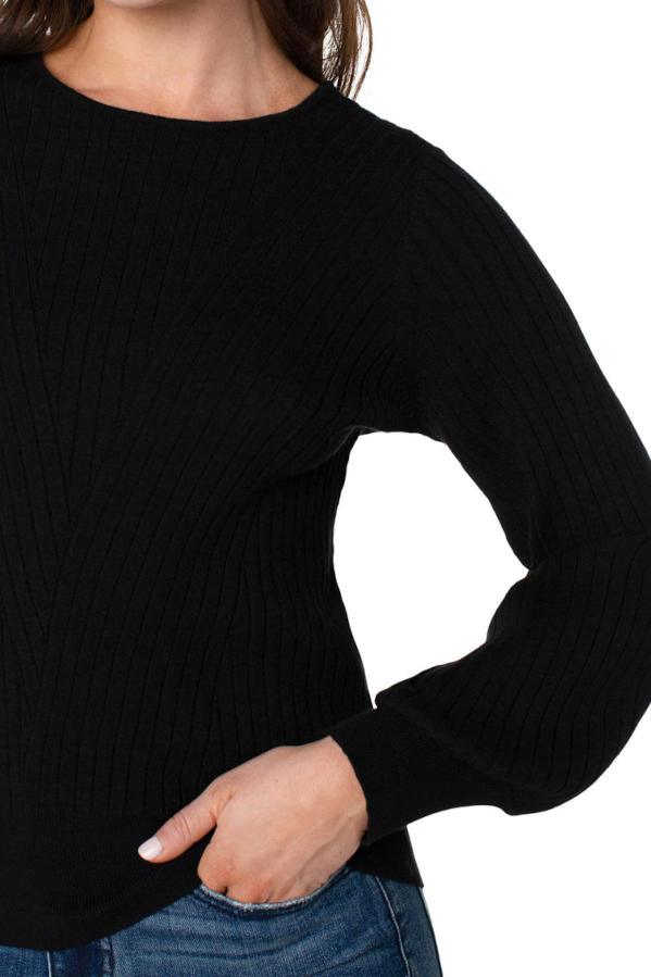 Black Rib Detail Sweater - Strawberry Moon Boutique