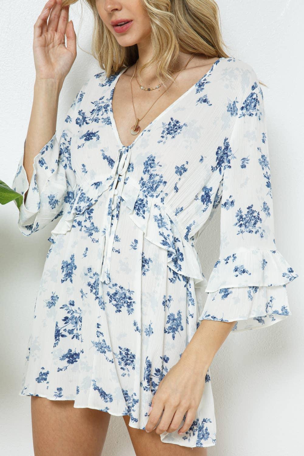 Blue Floral Tunic Top – Strawberry Moon Boutique