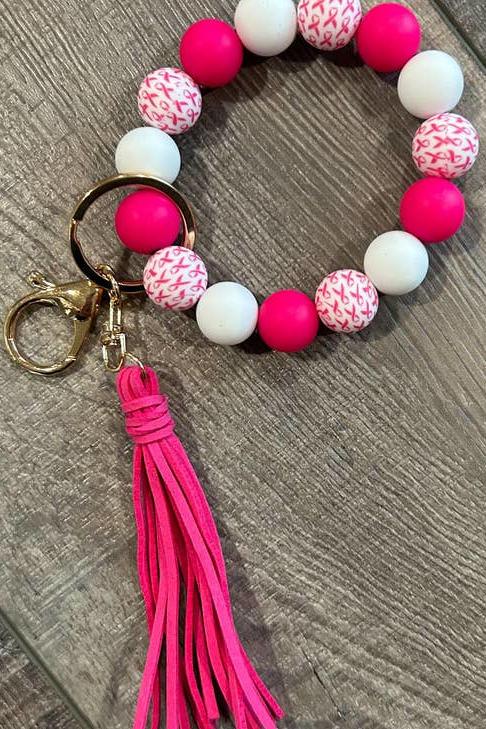 Breast Cancer Awareness Keychain - Strawberry Moon Boutique
