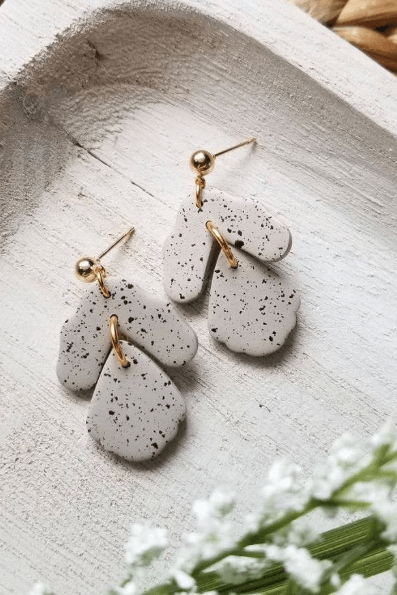 Brown Specks Handmade Clay Earrings - Strawberry Moon Boutique