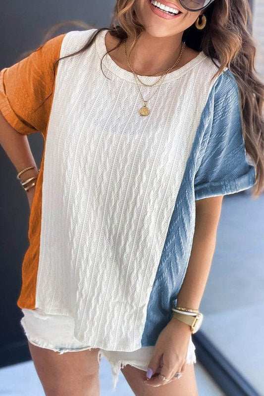 Cable Colorblock Top - Strawberry Moon Boutique