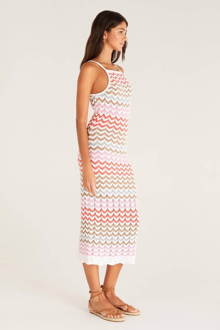 Camille Stripe Crochet Midi Dress - Strawberry Moon Boutique