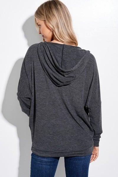 Charcoal Christmas Truck Hoodie Top - Strawberry Moon Boutique