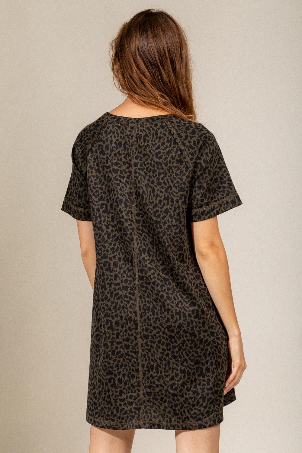 Charcoal Leopard Print Shirt Dress - Strawberry Moon Boutique