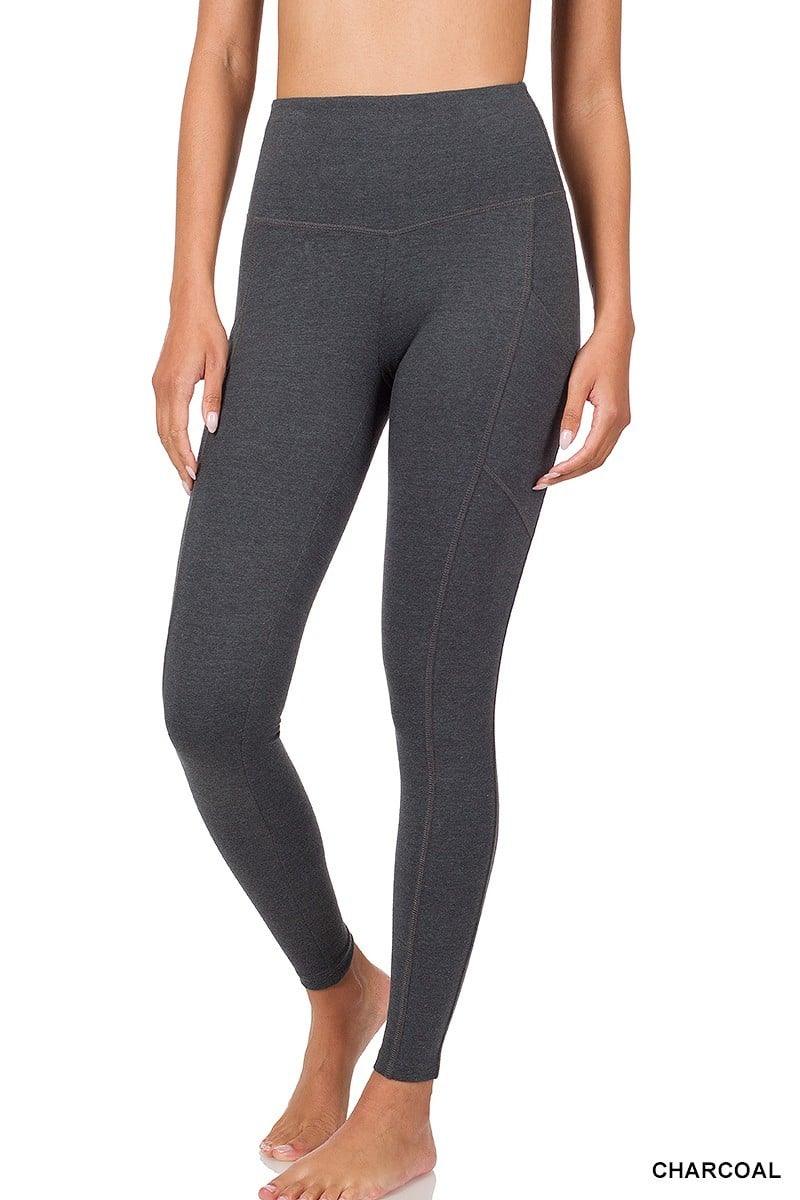Charcoal Wide Waistband Leggings - Strawberry Moon Boutique