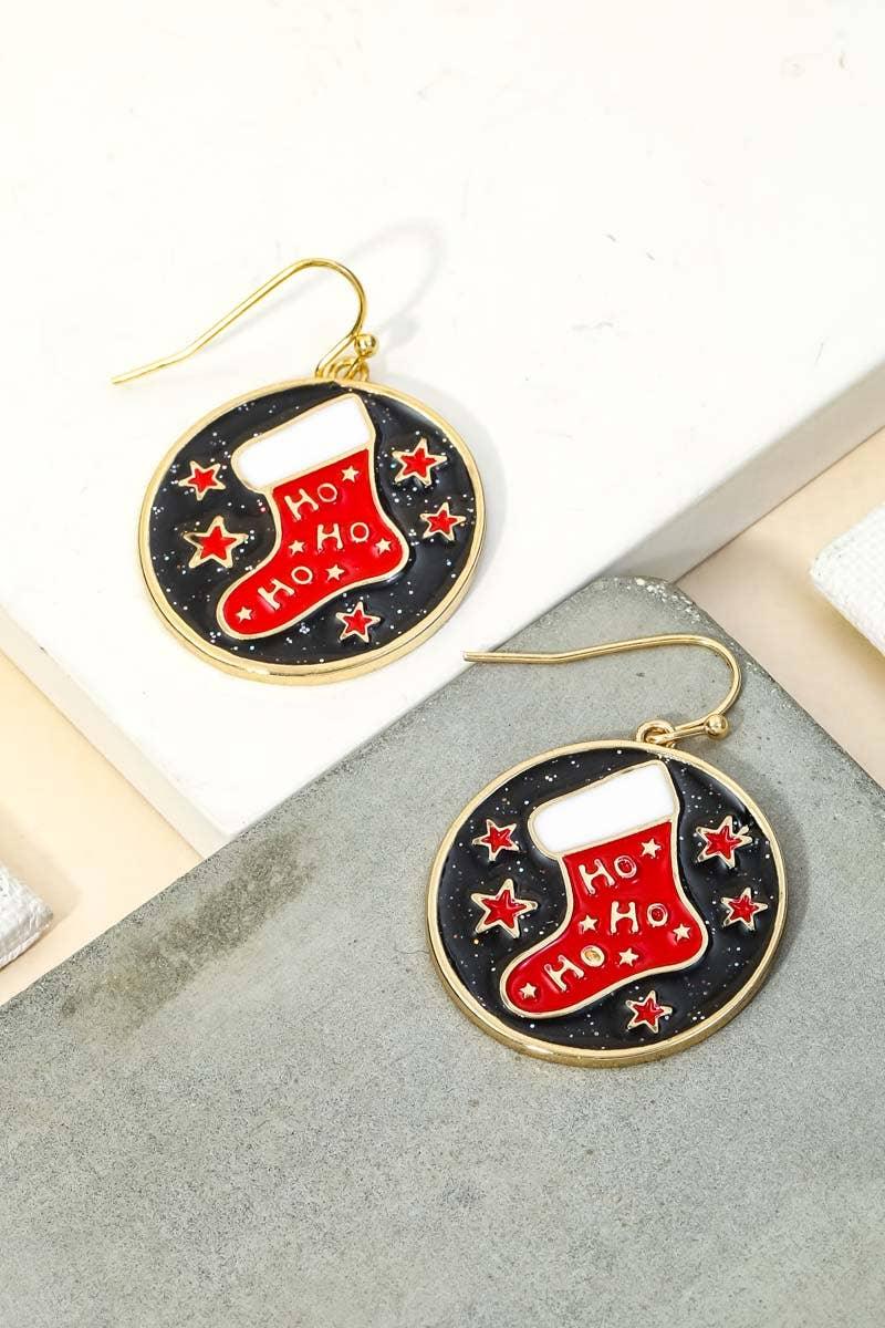 Christmas Stocking Coin Earrings - Strawberry Moon Boutique