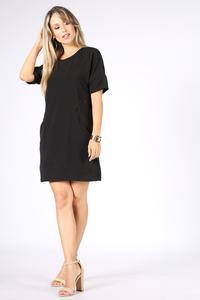 Classic Black Dress with Pockets - Strawberry Moon Boutique