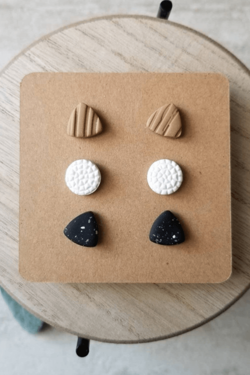Clay 3 Pack Stud Earrings - Strawberry Moon Boutique