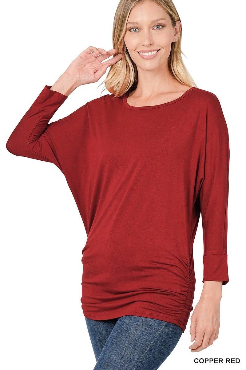 Copper Red Luxe Dolman Top - Strawberry Moon Boutique