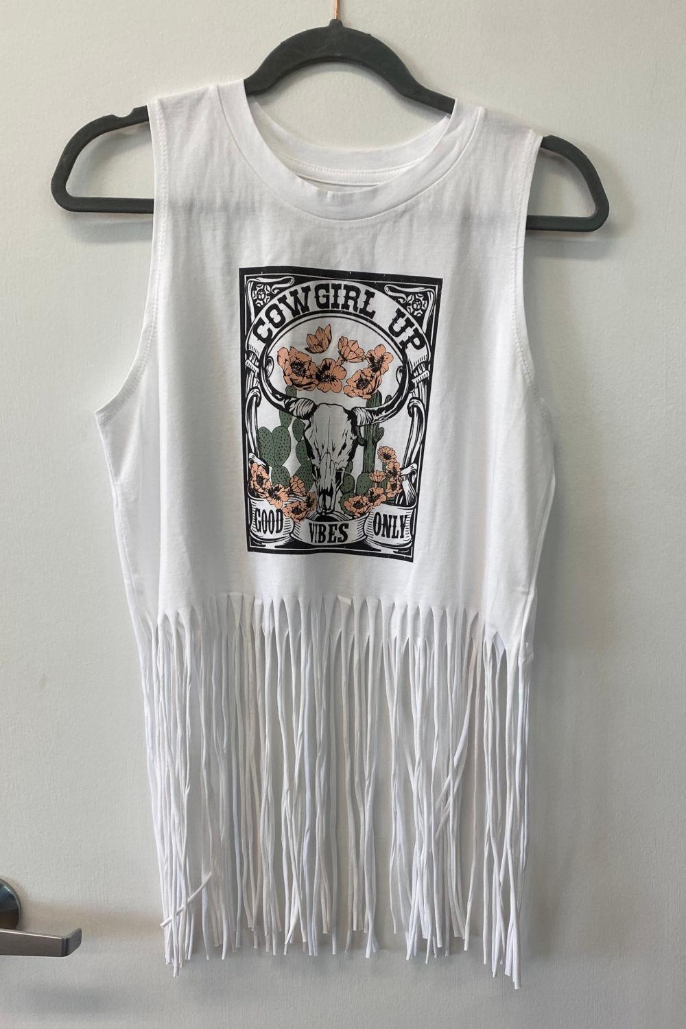 Cowgirl Up Fringe Tank - Strawberry Moon Boutique