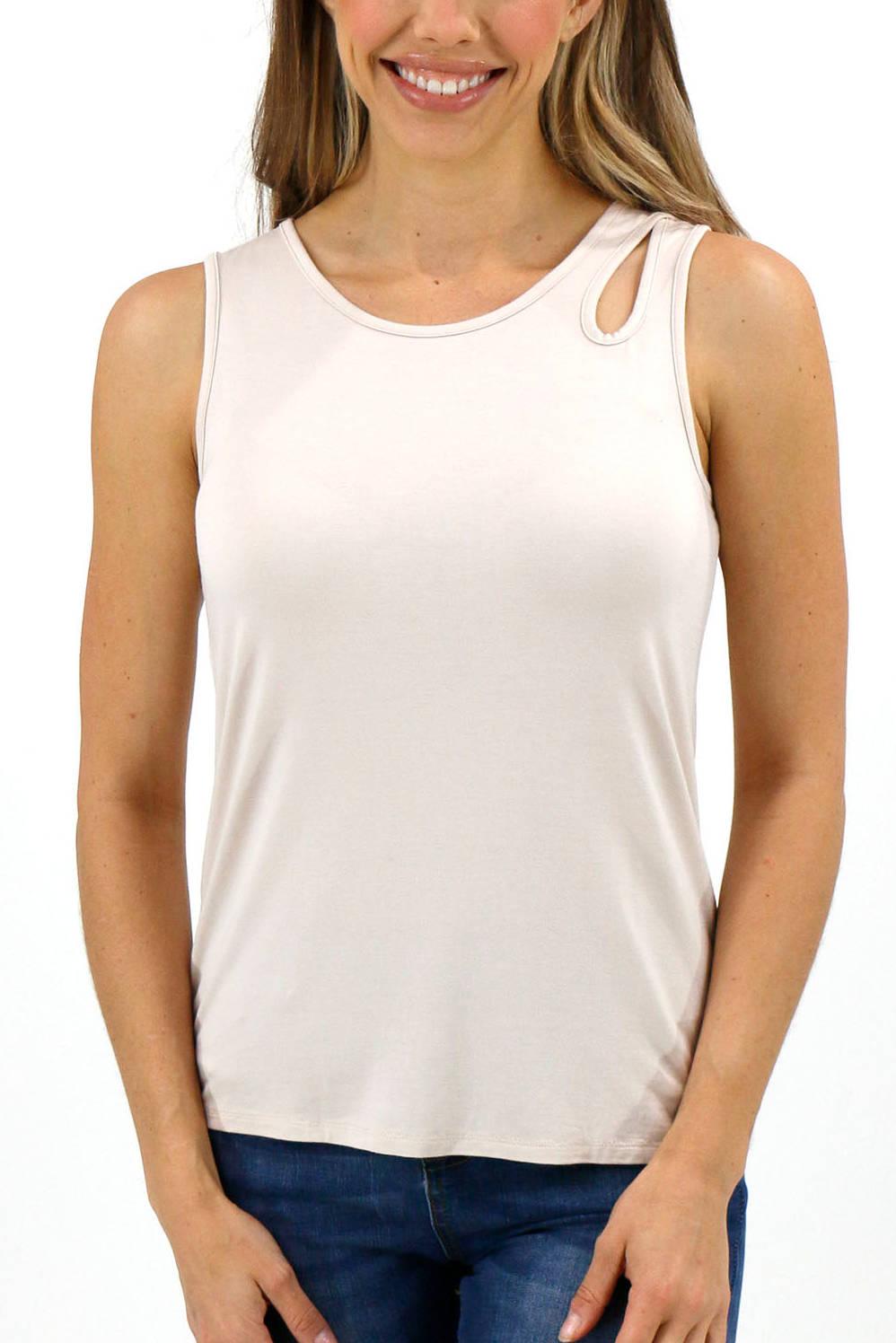 Cream Cut-Out Tank - Strawberry Moon Boutique
