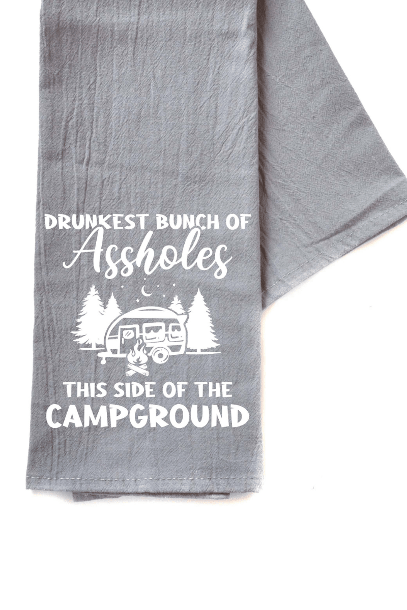 Drunkest Bunch Camping Grey Dish Towel - Strawberry Moon Boutique