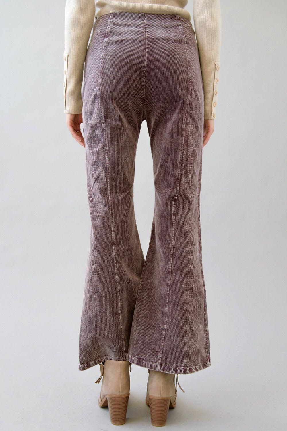 Dusty Lavender Corduroy Flare Pants - Strawberry Moon Boutique