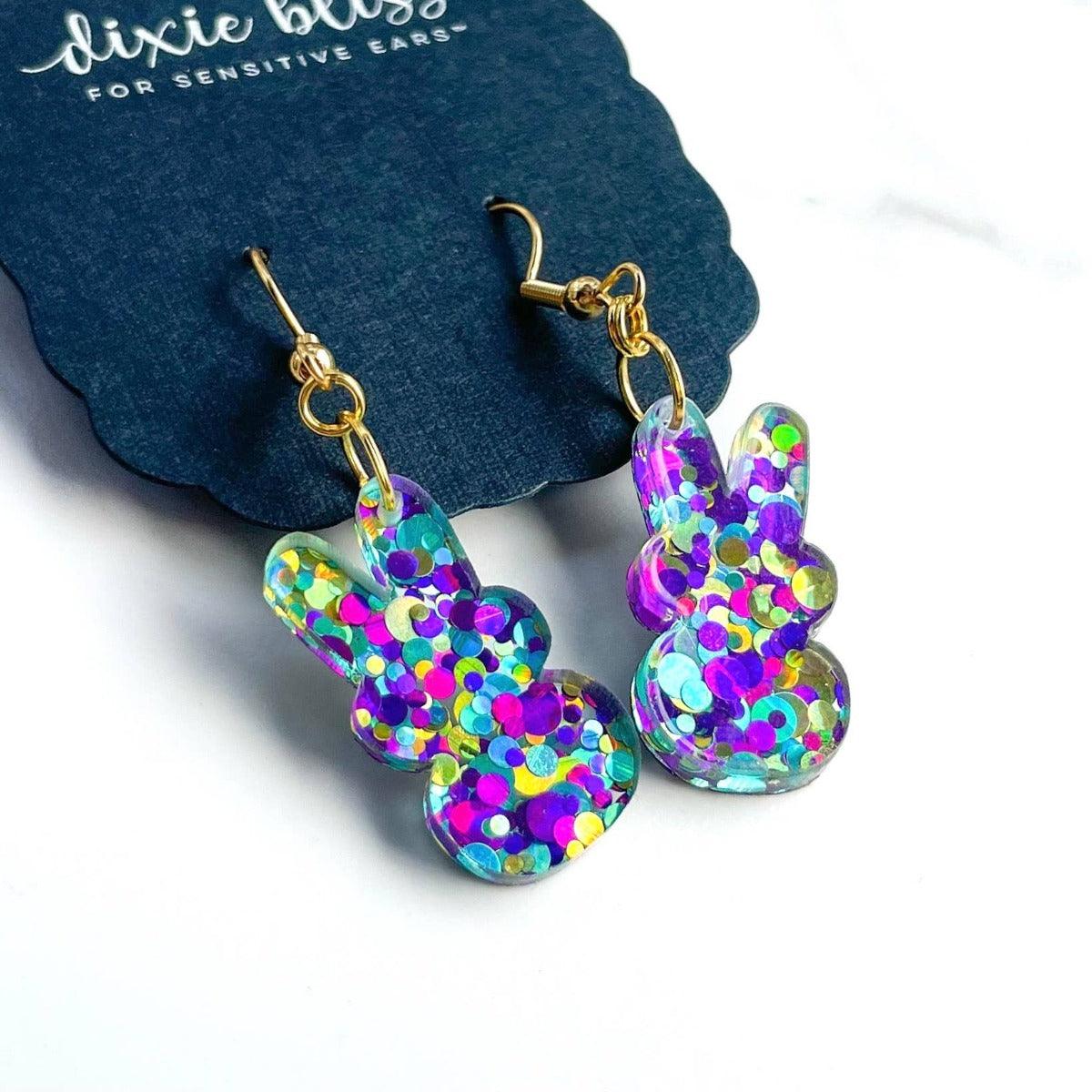Easter Bunny Confetti Earrings - Strawberry Moon Boutique