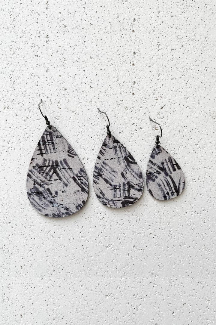 Feather Leather Grey Sky Earrings - Strawberry Moon Boutique
