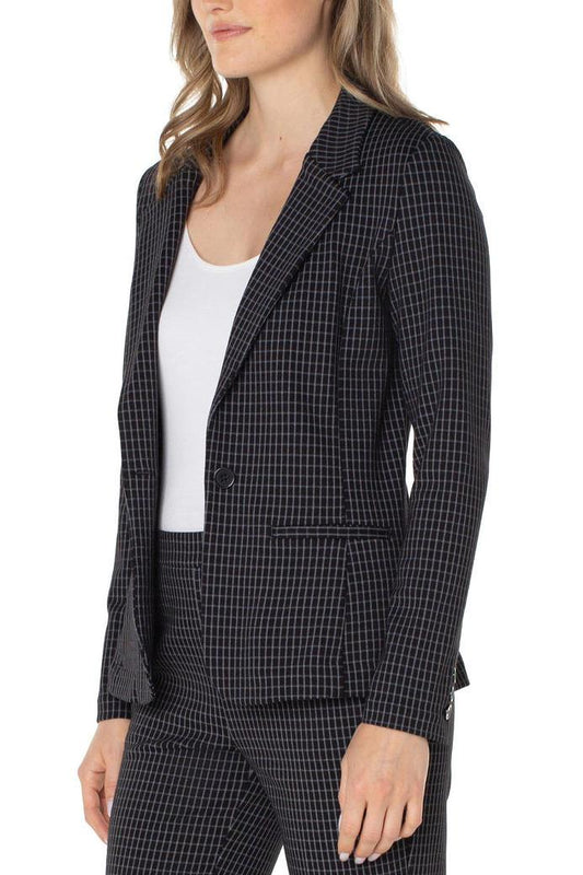 Fitted Black White Blazer - Strawberry Moon Boutique