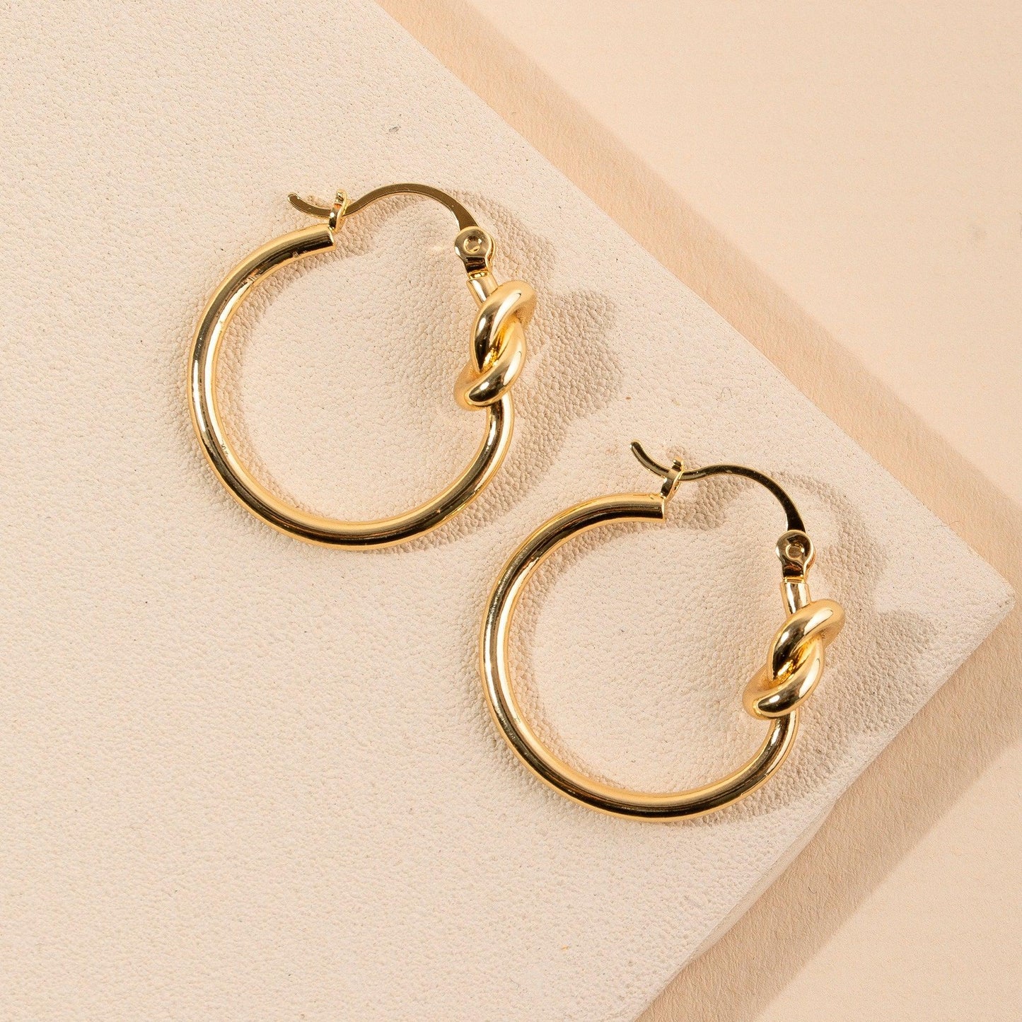 Gold Knot Hoop Earrings - Strawberry Moon Boutique