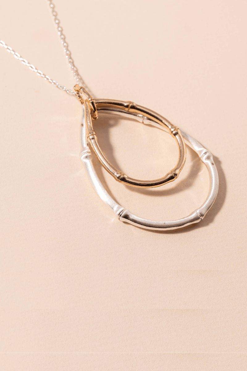 Gold/Silver Tear Drop Pendant Necklace - Strawberry Moon Boutique