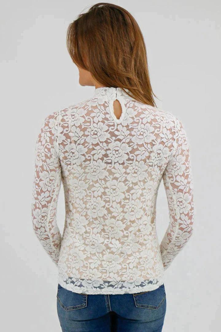 Grace & Lace Ivory Layered Mock Neck Top - Strawberry Moon Boutique