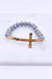 Grey Beaded Cross Bracelets - Strawberry Moon Boutique
