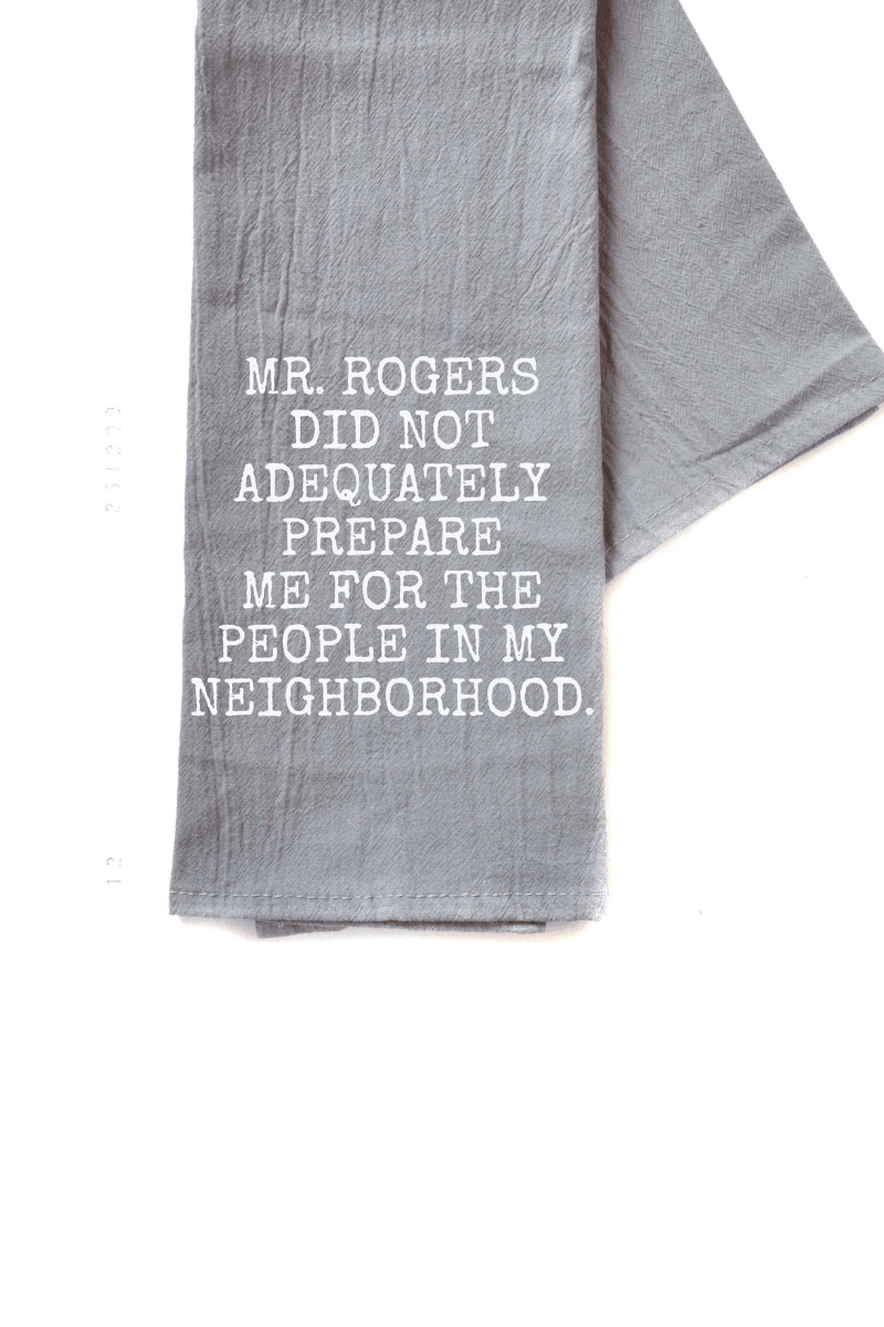 Grey Mr. Rogers Neighborhood Tea Towel - Strawberry Moon Boutique