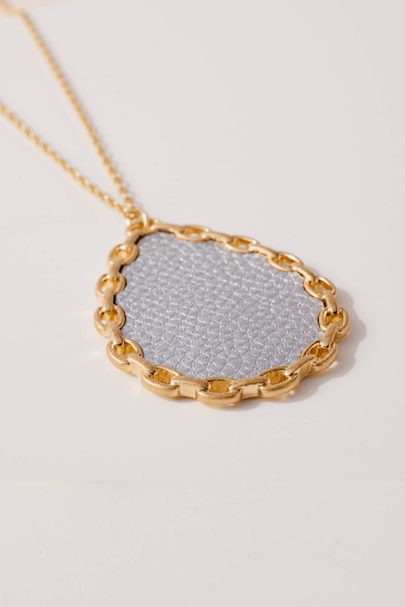 Grey/Gold Tear Drop Pendant Necklace - Strawberry Moon Boutique