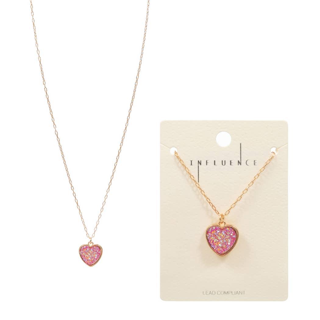 Heart Druzy Pendant Necklace-2 Colors! - Strawberry Moon Boutique