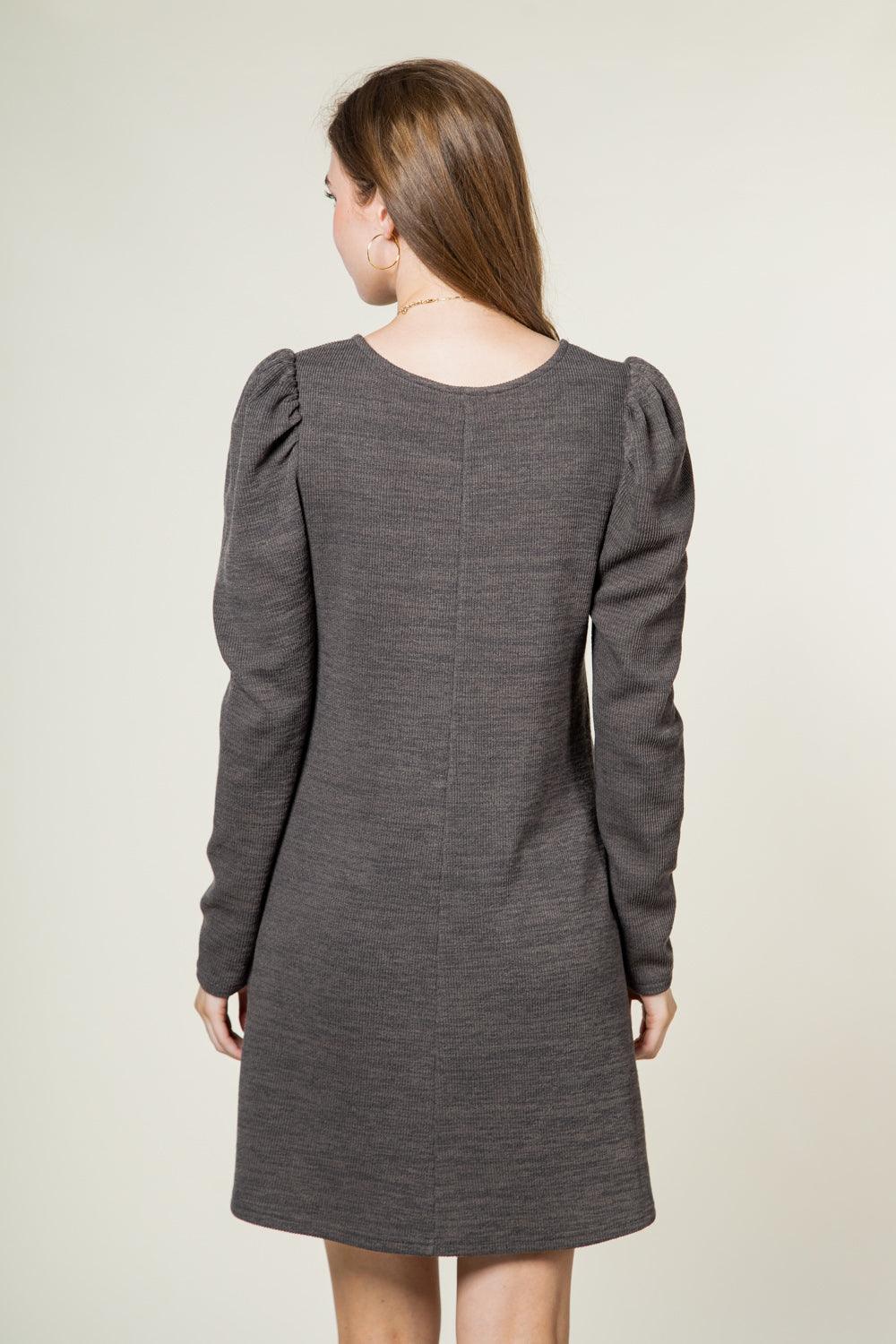 Heather Charcoal Ribbed Knit Dress - Strawberry Moon Boutique