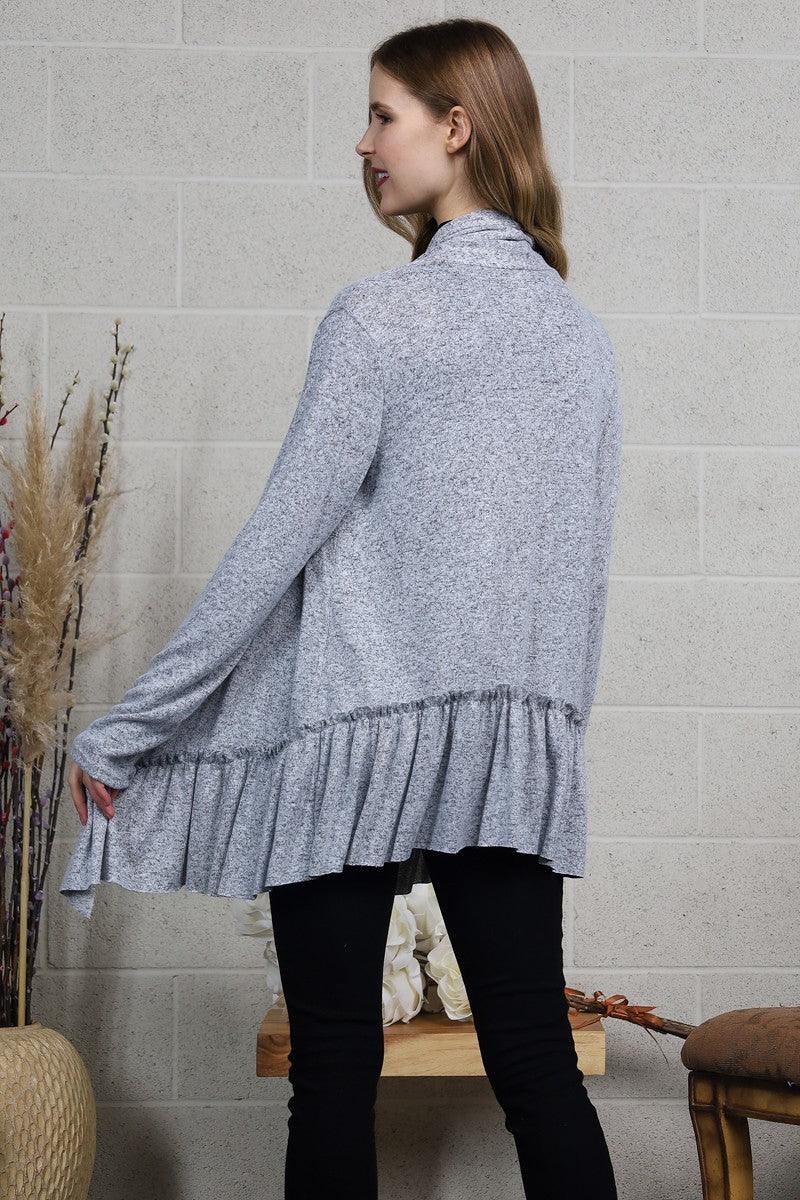 Heathered Gray with Flounced Hem - Strawberry Moon Boutique