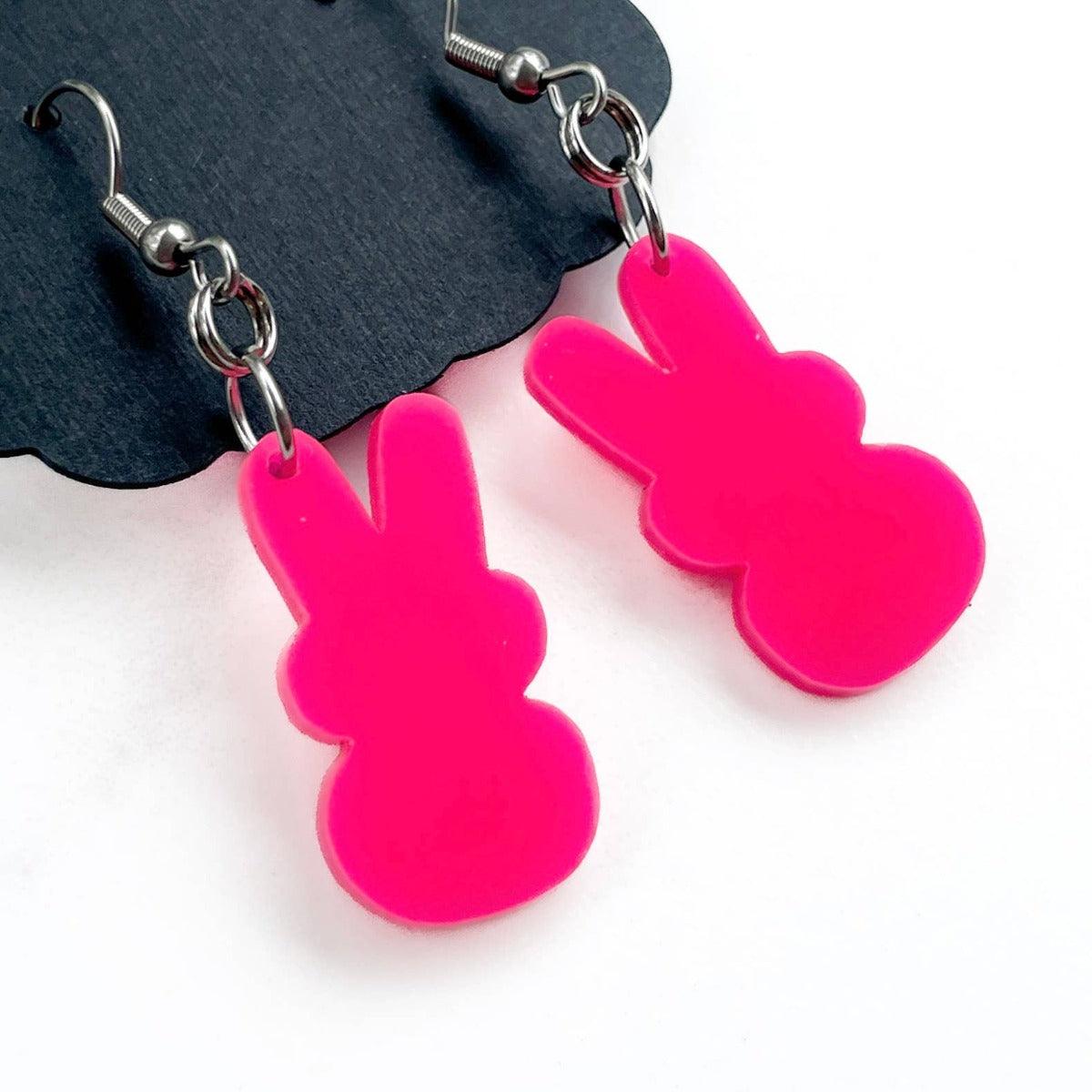 Hot Pink Easter Bunny Earrings - Strawberry Moon Boutique