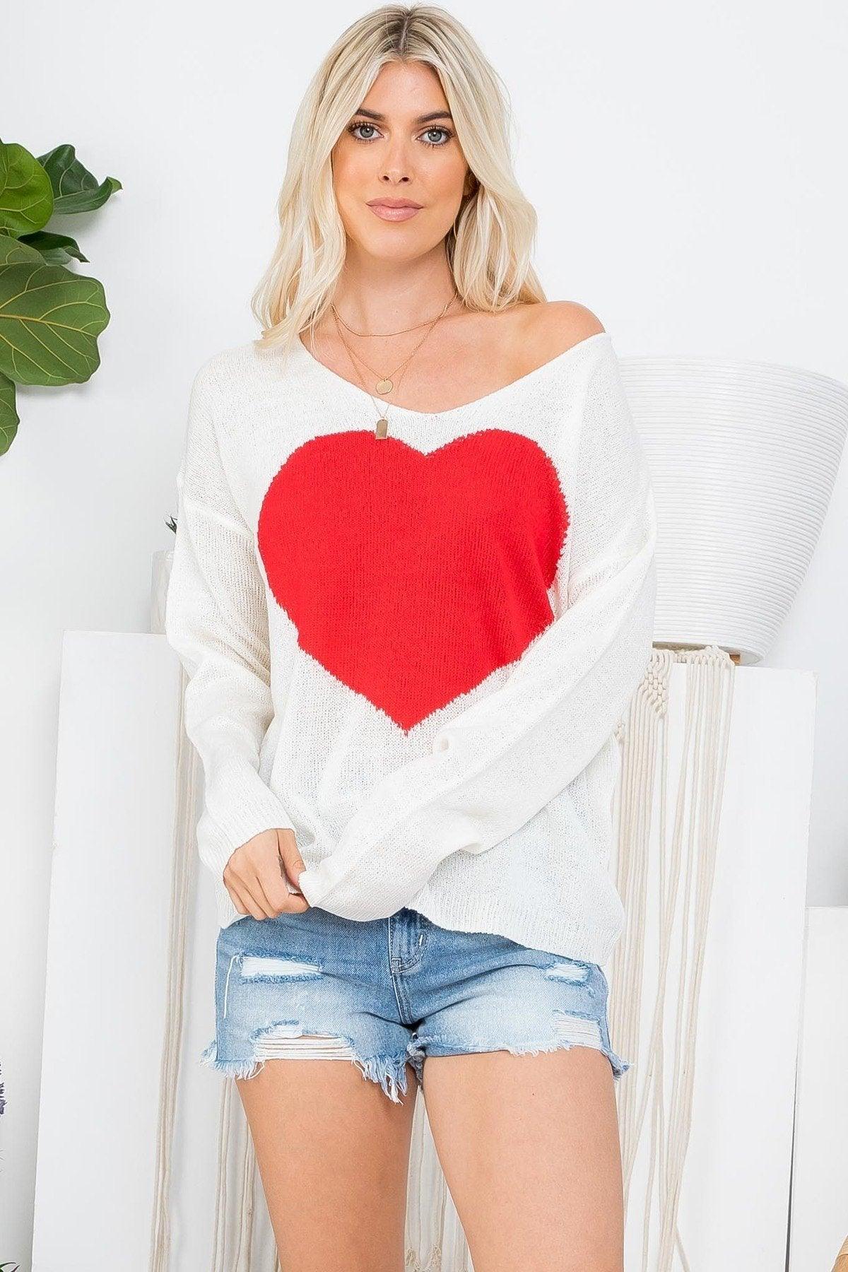 Ivory Sweetheart Sweater - Strawberry Moon Boutique