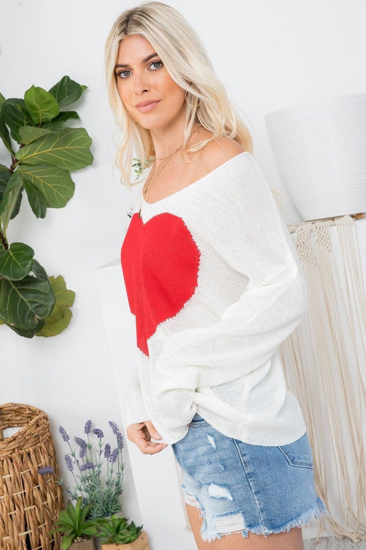 Ivory Sweetheart Sweater - Strawberry Moon Boutique