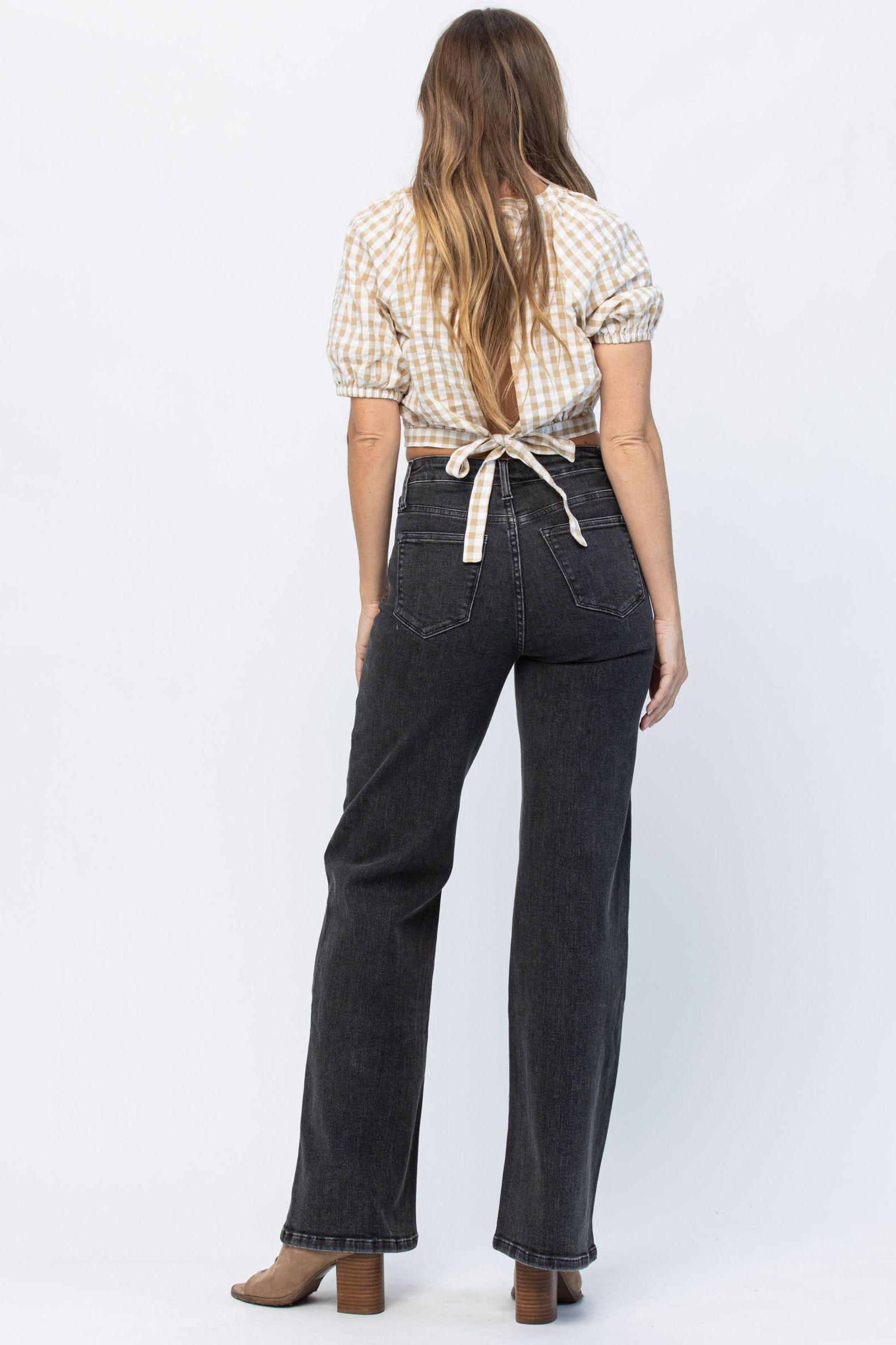 Judy Blue Black Button Fly Trouser Jeans - Strawberry Moon Boutique