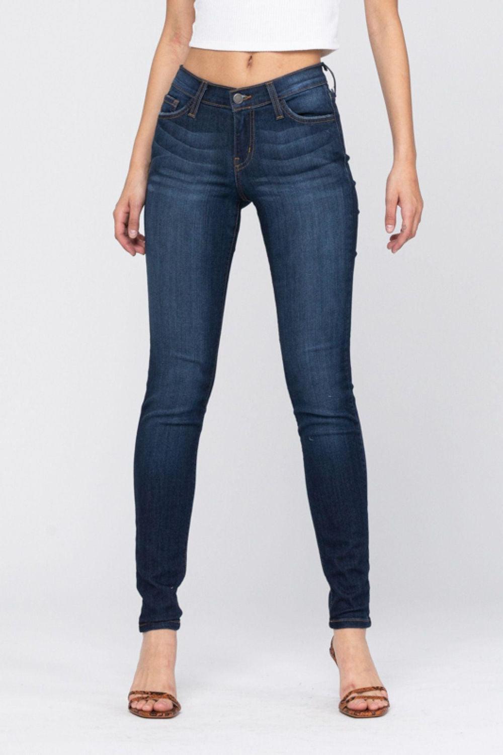 Judy Blue Dark Midrise Skinny Jeans-Ankle 28.5 " inseam - Strawberry Moon Boutique